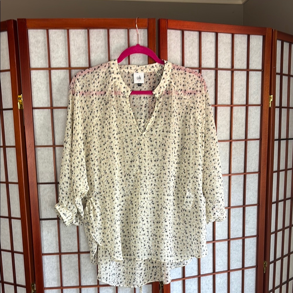 CAbi Cream Floral Sheer Blouse